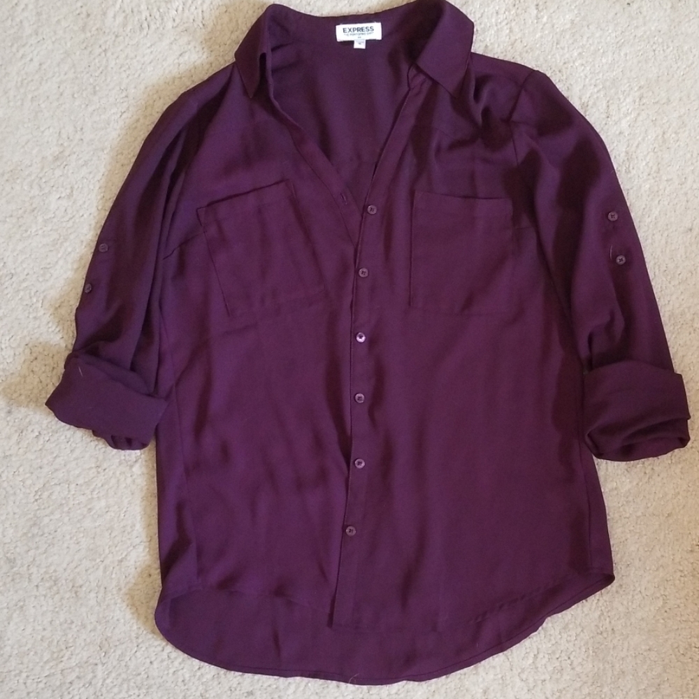 Express Sheer Plum Portofino Shirt
